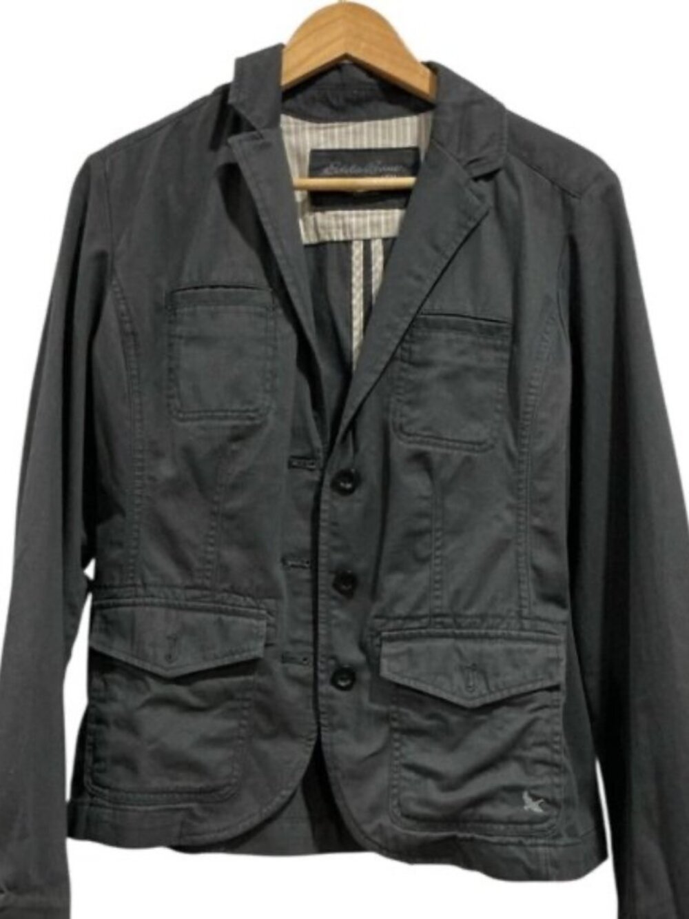 Eddie Bauer Women's Utility Jacket, Size 4, Charcoal Black Multi-Flap Pockets